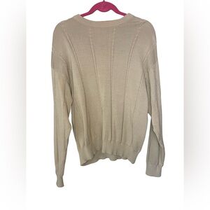 VTG International Waters Tan Cable Knit Sweater - Old Money / Grandpacore - M